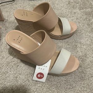 Beige and white wedges